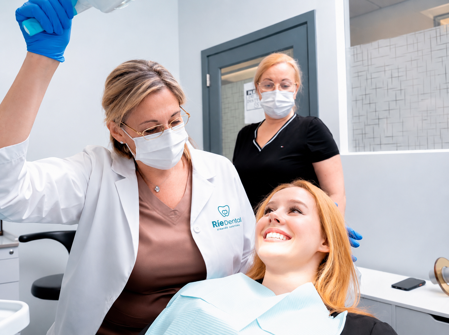 Paciente sonriendo después de un tratamiento de implantes dentales en Ríe Dental